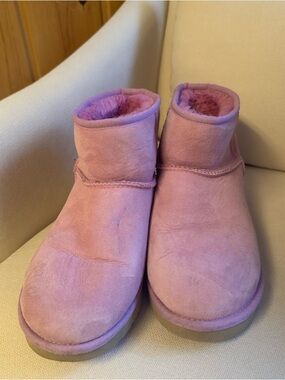 UGG Pink Suede Classic Mini Boots